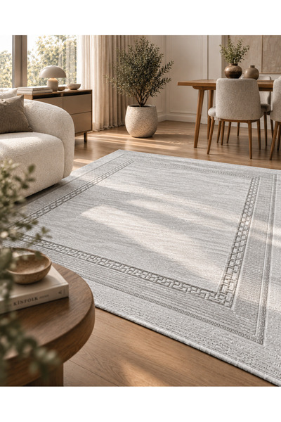 meyka Liva Gri Salon Halısı – Modern Geometrik Desenli Şık Halı
