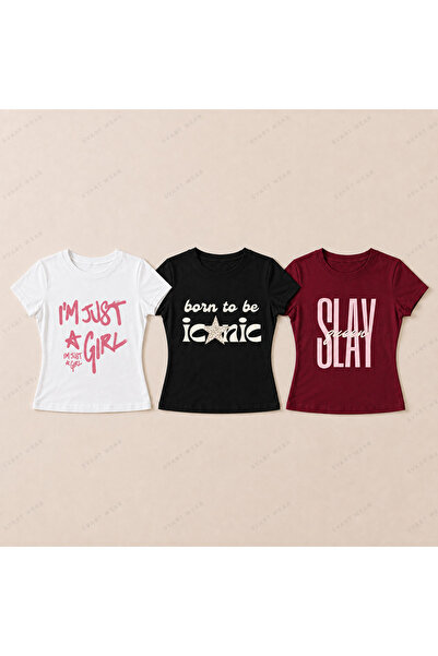 SVART WEAR Γυναικείο Σετ Μπλουζάκια 3 τεμαχίων με θέμα την Καθημερινή Ενέργει...