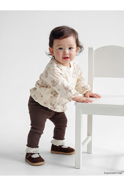 LC Waikiki طقم LCW baby Ecru المطبوع للفتيات الصغيرات من NEVAVM