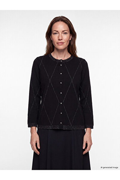 LC Waikiki Rmz Gi̇yi̇m Farkiyla Diamond Embroidered Women's Knitwear Cardigan