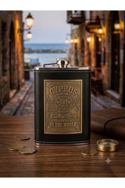 Generic Brand Cyprus Antique Brass Plated Black Leather Covered Stainless Ste...