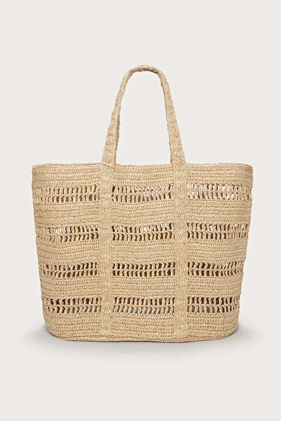 THE WHITE COMPANY Wicker Shopper Women's Beach Shoulder Bag - Beige