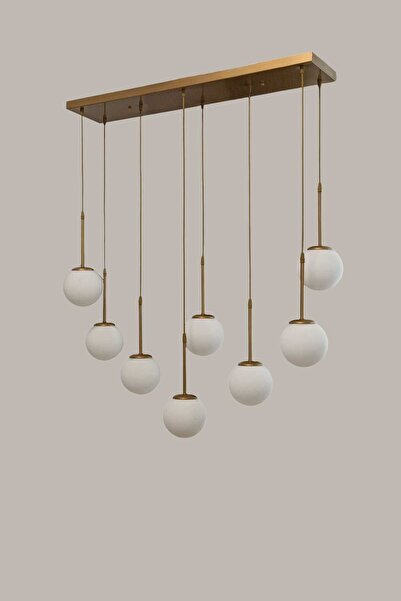 BSA LIGHTING RİVA ESKİTME 8'Lİ YEMEK MASA ÜSTÜ MODERN SIRALI SARKIT AVİZE(BEYAZ CAMLI)