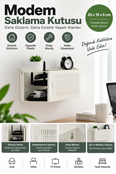 Yenilig Cutie de depozitare pentru modem 25x15x6 cm – Organizator de cabluri ...