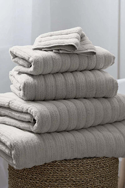 THE WHITE COMPANY منشفة وجه من القطن الهيدروكوتون بنسبة 100% - رمادي لؤلؤي، 3...