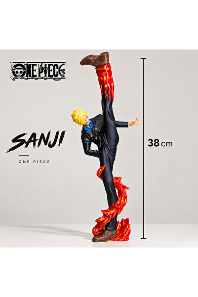 Yeşil Beyaz Tasarım Sanji Figür One Piece 38 cm Ateşli Tekme Pozu Anime Dekor...