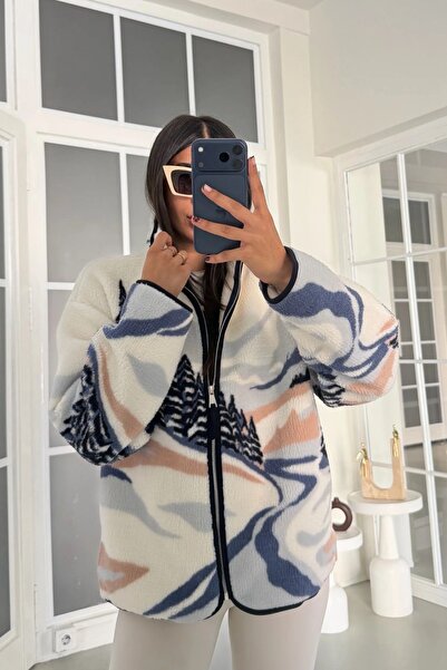 MARTYZ Desenli Yarım Fermuarlı Polar Sweatshirt