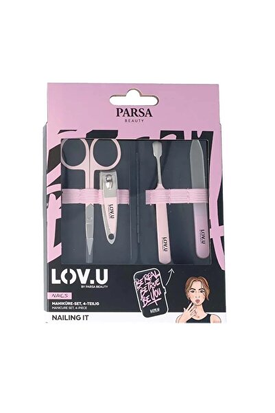 PARSA LOV.U Σετ Μανικιούρ και Περιποίησης Νυχιών Ταξιδίου 4 τεμαχίων Ροζ