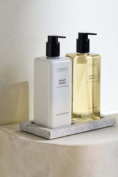 THE WHITE COMPANY منظم حامل زجاجات مربع الشكل من الرخام - رمادي