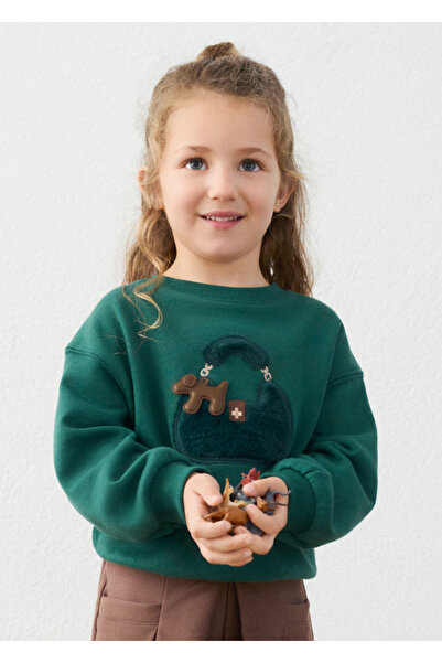 MAYORAL Girl's Green Bag Appliqued Sweatshirt