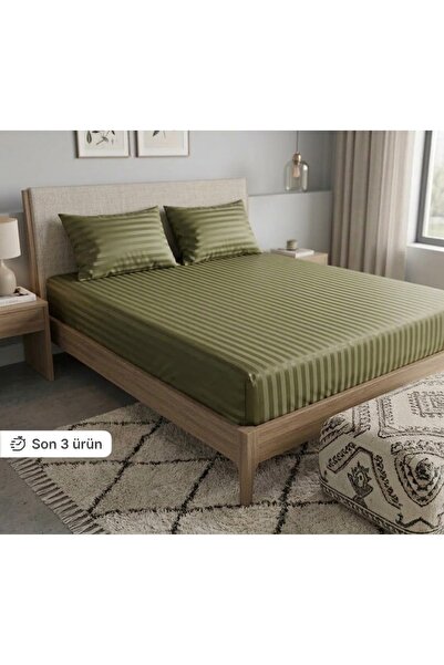 Madame Asel Home Cotton Satin Elastic Bed Sheet %Cotton Satin