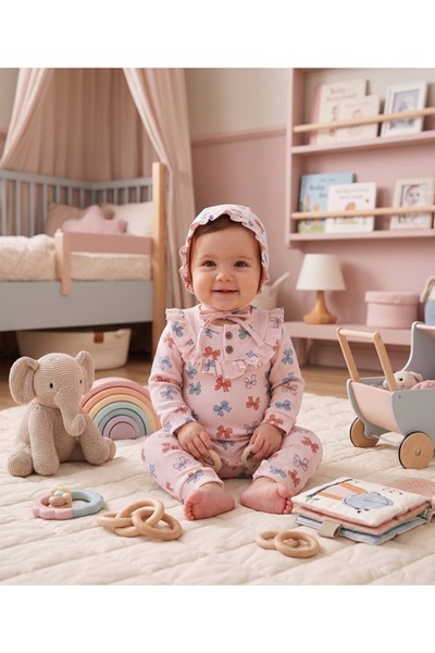 Baby Mii Lora Şapkalı Fiyonklu Tulum