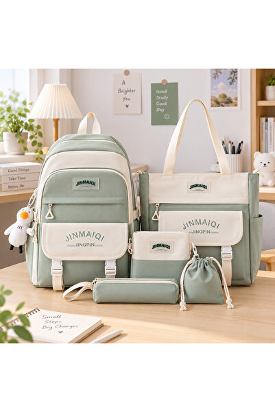 Generic Brand 5 - Piece School Backpack Set with Tote Bag, Pencil Case, Pouch...