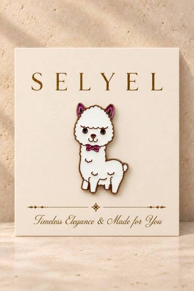 SELYEL Alpaka Lama Figürlü Metal Pin Rozet 3 cm Çanta Ceket Aksesuarı