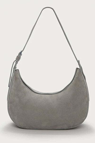 THE WHITE COMPANY Suede Half Moon Women's Shoulder Bag - Gray