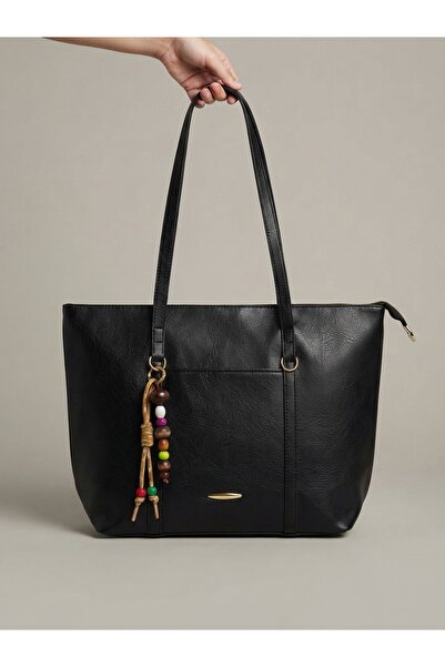 Satuna Large Size Women's Lined Shoulder Bag |   Beaded Charm Beach Bag |   Z...