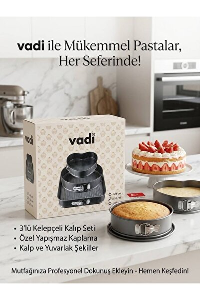 Genel Markalar karbon çelik 3'lü kek kalıbı 24-26-28cm kalp yuvarlak kare kel...