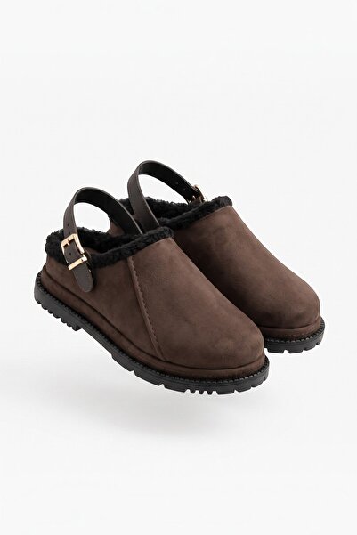 YUUN Women's Slippers with Buckle Accessories and Fur Inside