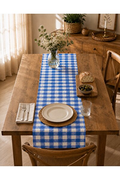 Tuable Karesa Checkered Table Runner Cotton Plaid Table Runner 50X150 cm