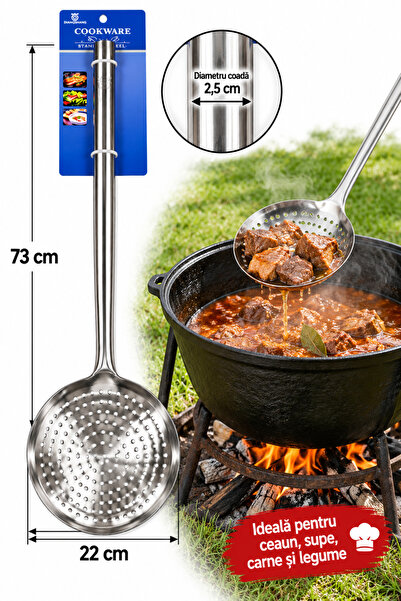 Generic Brand Large stainless steel skimmer/strainer with long handle – 73 cm