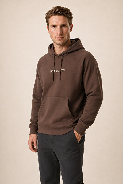 Redline Kitell New Season Men's Regular Fit Cotton Hooded Sweatshirt Brown
