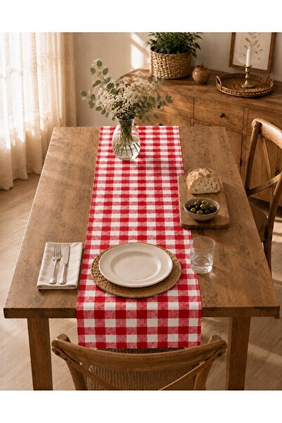 Tuable Karesa Checkered Table Runner Cotton Plaid Table Runner 50X150 cm