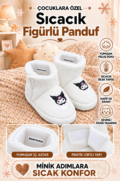 Behtah Kundura Girls' Non-Slip Sole Velcro Slippers with Cotton Lining, Multi...