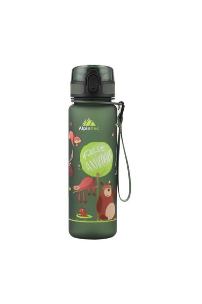 AlpinTec Παιδικό Παγούρι Νερού 500ml Σκούρο Πράσινο - Ζώα του Δάσους