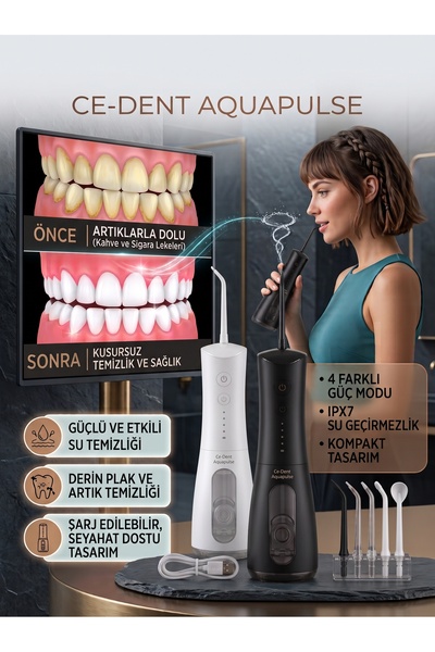 çetinkardeşler Ce-Dent Aquapulse Şarjlı, Kablosuz ve Taşınabilir Ağız Temizle...