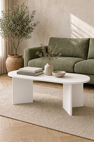 Mano Atelier Modern Orta Sehpa, Dekoratif Salon Sehpası, Oval Tasarım Orta Se...