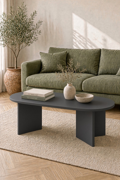 Mano Atelier Modern Orta Sehpa, Dekoratif Salon Sehpası, Oval Tasarım Orta Se...