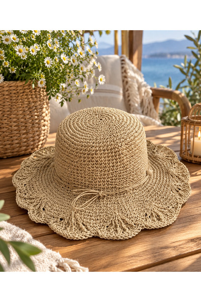 ARTTMACRAME Hasir şapka el yapımı kagit ip şapka