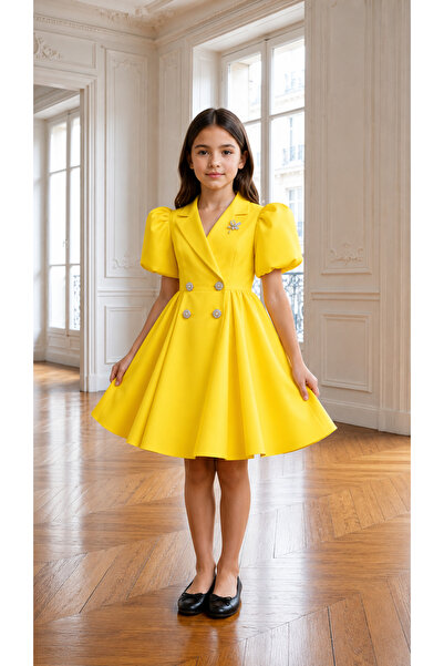 MUSGEM Special Design Umay Model Yellow Color Girl's Evening Dress with Stone...