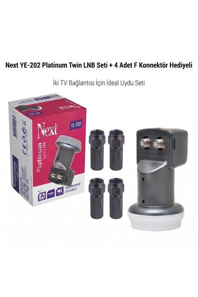 NEXT NEXTSTAR 2'li LNB Full HD 2 Çıkışlı Universal LNB + 4 Adet F Konnektör U...
