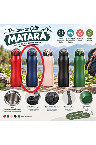 Mikro ÇELİK MATARA - KOKU YAPMAZ- ORTAOKUL LİSE SULUK- OUTDOOR MATARA 750 ML