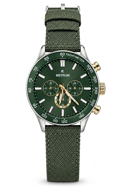 METRUM MTR-971807 Erkek Kol Saati Yeşil Kadran Kronograf 41mm Haki Kumaş Kord...