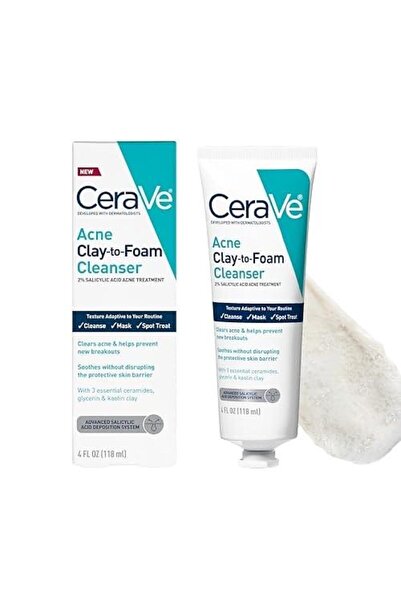 CeraVe Clay To Foam Acne Face Wash, Multi-Use Salicylic Acid & Kaolin Clay Ac...