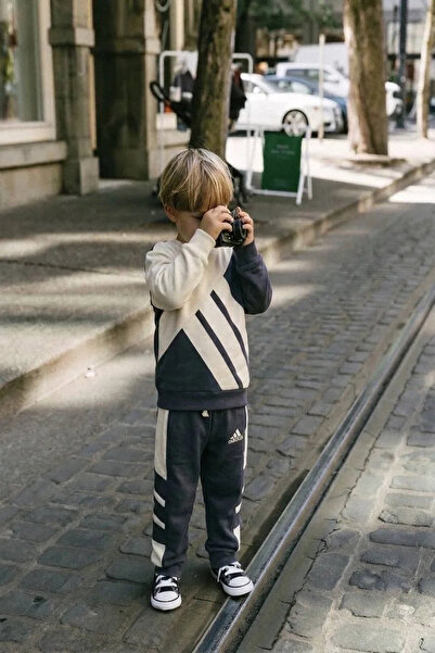 Kidmark Çocuk Modası Boy's Striped 100% Cotton Gray Suit
