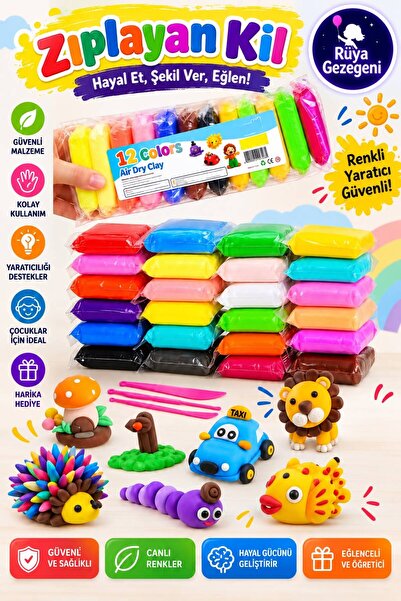 Rüya Gezegeni 12 Renk Air Dry Clay Ozan Kil Zıplayan Havayla Kuruyan Yumuşak ...