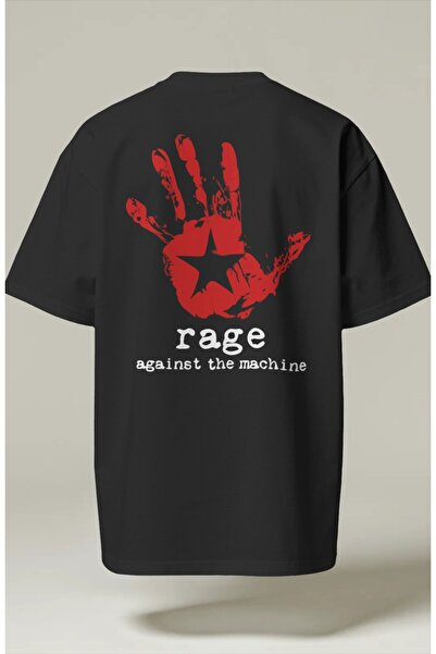 SEVBANO Tricou premium oversize unisex cu imprimeu Rage Against The Machine, ...