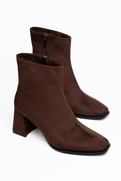 HCO SHOES Γυναικείες μπότες με τακούνι και λεπτομέρεια με φερμουάρ από σουέντ...