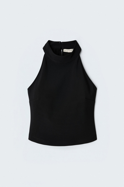 Sateen Halter Yaka Body - Siyah