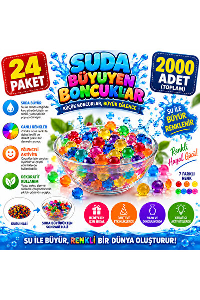 PRIMENEST 7 Renkli Suda Büyüyen Boncuk Seti – 24 Paket 2000 Adet