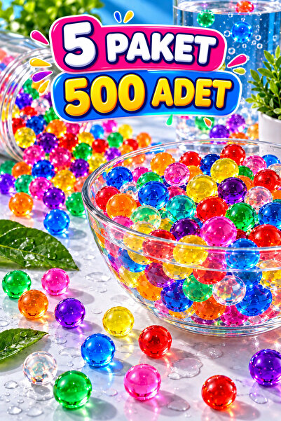PRIMENEST Su boncugu 7 Farklı Renk – 5 Paket 500 Adet Renkli Suda Büyüyen Bon...