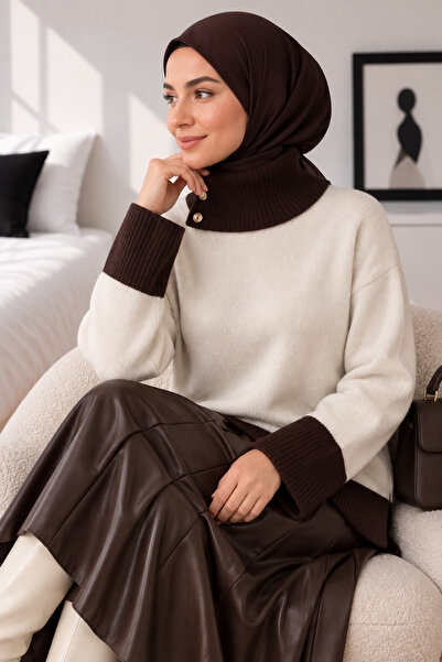 Cherry Butik Stylish Hijab Knitwear Women's Sweater with Ruffled Collar and B...