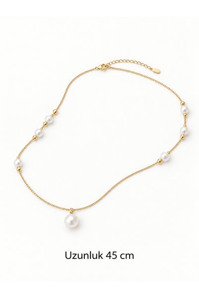 AUBRA Talora Glow Xuping Women's Steel Pearl Necklace Non-Tarnish Gold Color