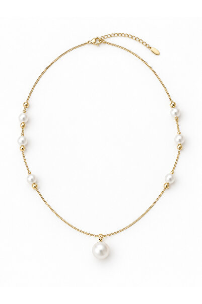 AUBRA Talora Glow Xuping Women's Steel Pearl Necklace Non-Tarnish Gold Color