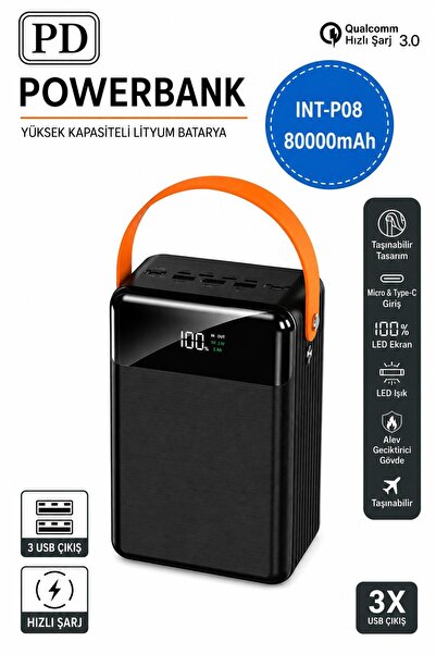 ATLT ATLANTİS 80.000mAH TAŞINABİLİR POWERBANK HIZLI ŞARJ 3 USB ÇIKIŞLI TYPE-C...