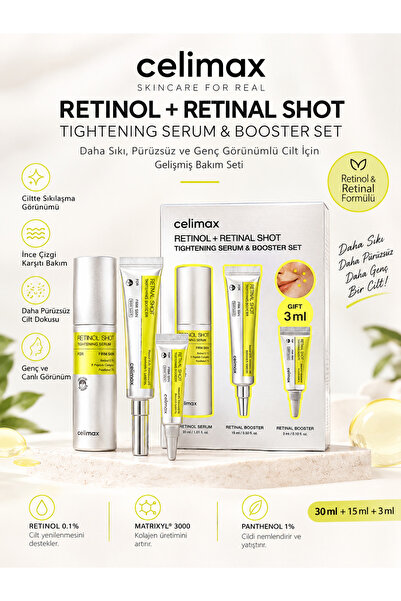 Celimax Retinol + Retinal Shot Tightening Set 30 ml + 15 ml + 3 ml – İnce Çiz...