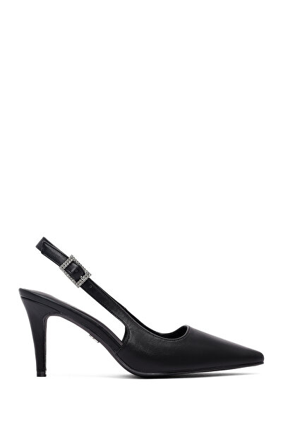 Derimod Women's Black Open-Back Thin Heeled Shoes Af550000Sv